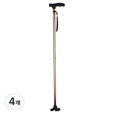 다소 경량 LED 미끄럼 방지 지팡이, 브라운, 4개