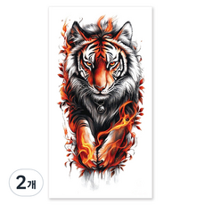 gelluna 男用逼真猛獸老虎手臂指甲花紋身刺青貼紙, T-206, 2個