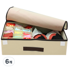 마켓감성 린넨 다용도 속옷정리함, 베이지, 6개