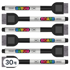 PENMAX 附橡皮擦白板筆 202, 黑色, 30個