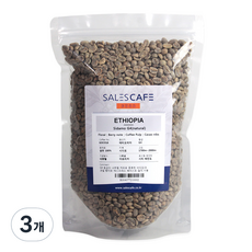세일즈카페 에티오피아 시다모 G4 네츄럴 생두, 3개, 500g