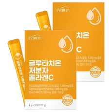 EVERFIT 穀胱甘肽低分子魚膠原蛋白1000毫克維生素C, 120g, 2個