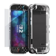 KANTAM 任天堂 Switch 2 水晶保護殼 + 鋼化玻璃 2片 + 搖桿帽 2個, 1套, 單一商品, 混合色