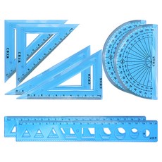 BAKOZEL 軟式三角尺 量角器 20公分尺 套組, 藍色, 2個