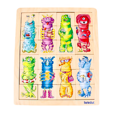 beleduc 木頭拼圖 怪物精靈 24片 3歲以上兒童適用, 1組