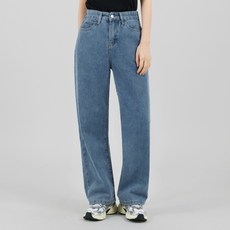 Elsso 高腰直筒半寬版牛仔褲