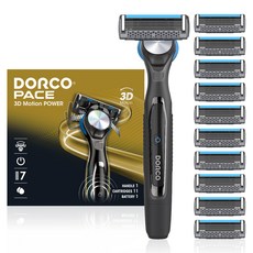 DORCO 多可樂客 PACE 3D動感強力刮鬍刀組, 1套, 刮鬍刀架 + 刀片 11入
