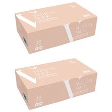 匠心 V美型系列 成人平面醫用口罩, 裸玫橘, 20片, 2盒