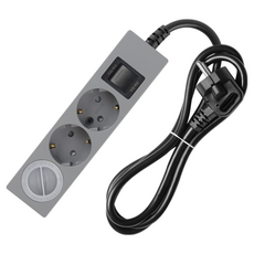 SWEET HOME 防過載省電延長線 3孔 + 安全蓋組, 1.5m, 灰色 + 黑色, 1套
