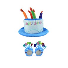 市集風生日派對漁夫帽 + 眼鏡組, 漁夫帽(款式1), 眼鏡(藍色), 1套