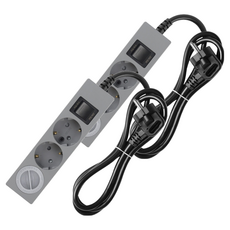 SWEET HOME 防過載省電延長線 3孔 + 安全蓋組, 1.5m, 灰黑色, 2個