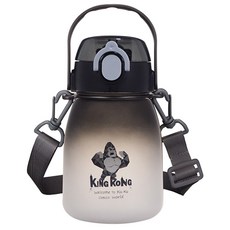 KU.KU Duckbill 酷咕鴨 彈蓋提把胖胖水壺 360°密封滴水不漏 雙重鎖扣 操作簡單 Tritan材質 BPA Free 耐摔抗碎, 夜黑金剛, 600ml, 1個