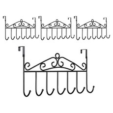 몰투유 무타공 다용도 도어행거 7구, 블랙, 4개