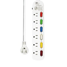 DR.POWER 電博士 MAX 1650W 125V 15A 2.7m 6開6插 3P 扁平插頭 電腦延長線 PSG-366B, 白色, 1條