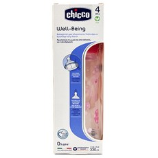 chicco 舒適哺乳 矽膠PP特大奶瓶 三孔, 甜美女孩, 330ml, 1瓶