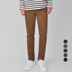 Guystory 男性修身直筒冬季刷毛鬆緊帶長褲