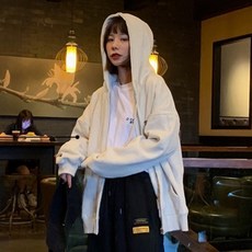 여성용 블랙101 보그라이 미니멀 오버핏 후드집업 CH-2318302