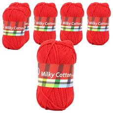 brandyarn Milky Cotton 紅標編織線, 6個, 10 紅色