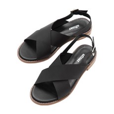 afinar 復古交叉綁帶涼鞋, 23.5cm, 黑色