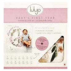 加拿大 lulujo 寶寶成長包巾卡片組, 100%純棉, 柔軟親膚, 14張成長卡片, 花海, 1組