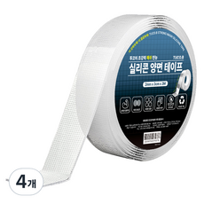 투코비 초강력 메쉬 만능 실리콘 양면테이프 3cm x 3m x 2mm, 투명, 4개
