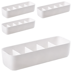 Life 多功能可堆疊分隔衣物收納盒 5格, 4個, 26.7 x 8.8 x 6cm, 白色