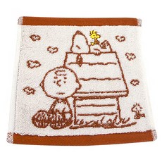 MORINO 摩力諾 SNOOPY 撞色緹花小手巾 經典款 100%棉 柔軟親膚, 可可, 1條