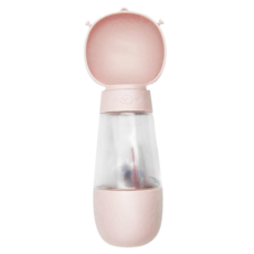 FANCY LIFE 寵物外出餵水器 附飼料碗, 粉色, 1個