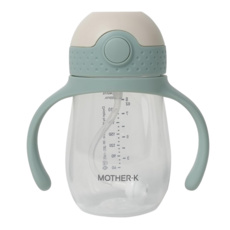 MOTHER-K HUG 防逆流PP水杯 240ml 不漏水 安全無毒PP材質 不含BPA 一鍵開關 超輕量, 冰綠色, 1個