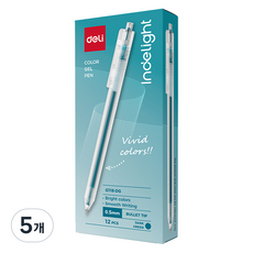 델리 반투명 노크식 컬러 중성 젤펜 0.5mm 12p, 다크그린, 5개