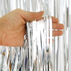 메탈릭 장식 수술 파티커튼, 실버, 5개