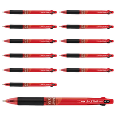 JAVAPEN Jet 3 Ball 3 色原子筆 0.38 mm, 紅色, 12個