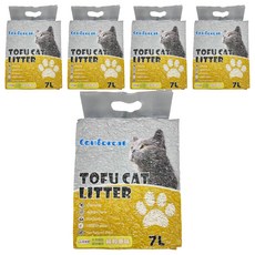 元氣家族 天然豌豆凝結貓砂, 7L, 豆腐貓砂, 檸檬味, 除臭, 5袋, 純粹原味
