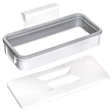 Attach-A-Trash桌邊掛式垃圾收納架, 可夾於抽屜或櫃子上，頂架洗碗機安全, 白色 + 灰色, 1個