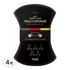 뷰카 모터스 소프트 버블 폼 멀티 세차 스펀지, 4개
