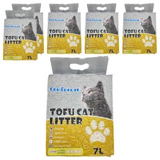 元氣家族 天然豌豆凝結貓砂, 7L, 豆腐貓砂, 檸檬味, 除臭, 6袋, 純粹原味