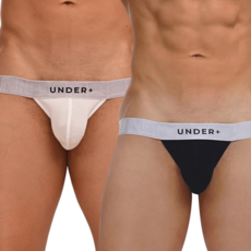 UNDERPLUS Silk Modal 50支莫代爾桑蠶絲 高衩三角內褲2件組