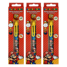 PYRAMID INTERNATIONAL 瑪利歐 轉轉多色筆, 無敵星 + 問號磚, 3支