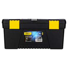 deLi 得力 Tools 手提式塑膠雙層儲物 180mm 工具收納工具箱 黑黃色 EDL432417, 1個