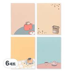 Walgadaks Memories B便條紙 4種組, 早午餐, 麥片, 煎餅, 下午茶時間, 6套