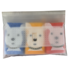 星紅織品 經典可愛狗純棉方巾3件組 30 x 30cm 30g, 藍色 + 橘色 + 黃色, 1組