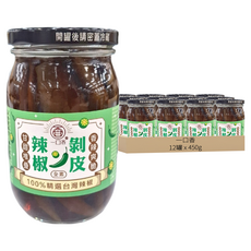 一口香 剝皮辣椒 原味, 450g, 12罐