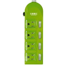 MAX STAR 太星電工 蓋安全彩色四開四插電腦線 3孔 WA406 15A 480g, 1.8m, 顏色隨機, 1個