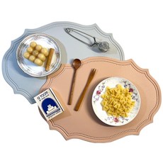 Simplizi 優雅餐桌墊 2款組, 43 x 30 cm, 粉紅色 + 灰色