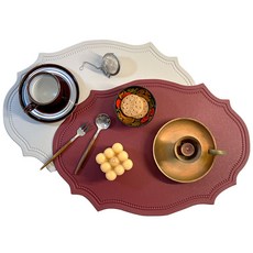 Simplizi 優雅餐桌墊 2件組, 43 x 30 cm, 酒紅色 + 灰色