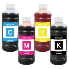 DADA Canon HP Samsung Epson Brother 全型號相容墨水 500ml x 4色套組, 藍綠色 + 洋紅色 + 黃色 + 黑色, 1套