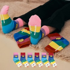 GGRN 兒童寶寶彩色條紋笑臉襪6雙組