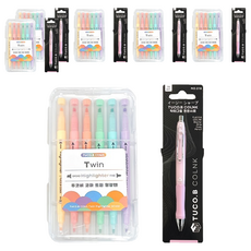 TUCO.B KOMA 雙頭柔色螢光筆 6色 + Dr. GRIP 舒適自動鉛筆套組, 粉紅色(自動鉛筆), 6套