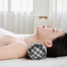 팔팔바디 格紋蕎麥圓形頸椎枕, 黑色, 1個