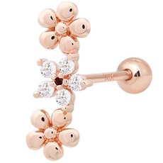 Mini Art 女款14K日常三朵花金針鑲鑽單邊耳針 JK293+飾品盒
